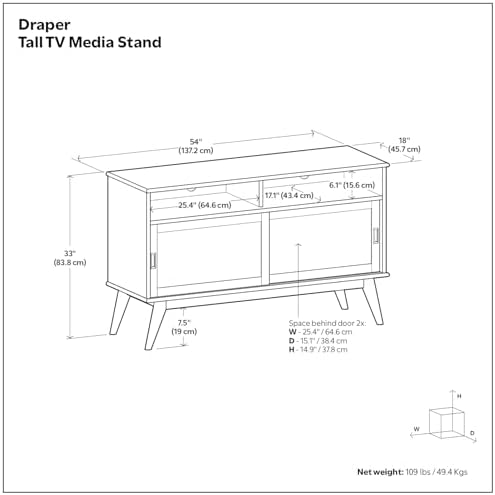 SIMPLIHOME Draper 54" Wide Solid Wood TV Stand in Teak Brown - Image 3