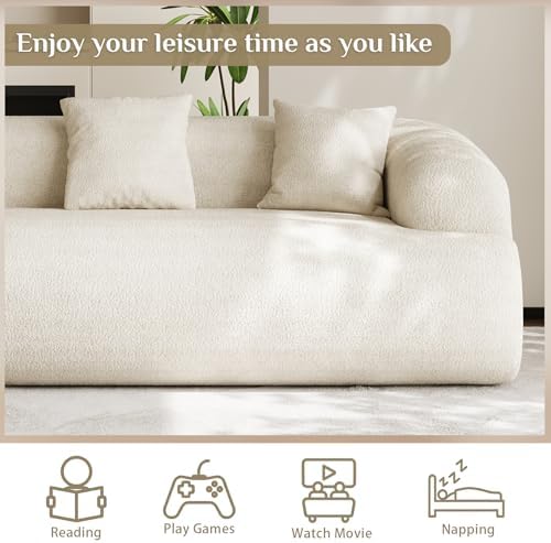 91" Modern Curved Couch, 3 Seater Boneless Sofa & Deep Seat - Image 3
