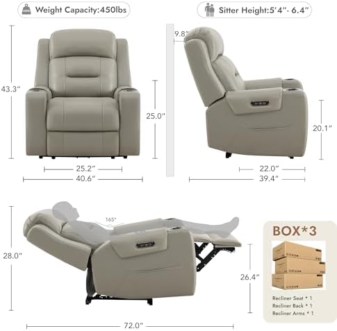 Watson & Whitely Oversized Genuine Leather Power Recliner Chair - Image 3