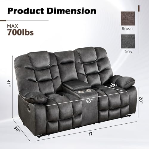 HAOMARKETS Manual Reclining Loveseat Sofa - Image 2