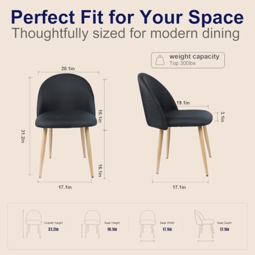 Dining Chairs Set of 2, Kitchen Chairs Mid Century Dining Room Chairs - Image 2