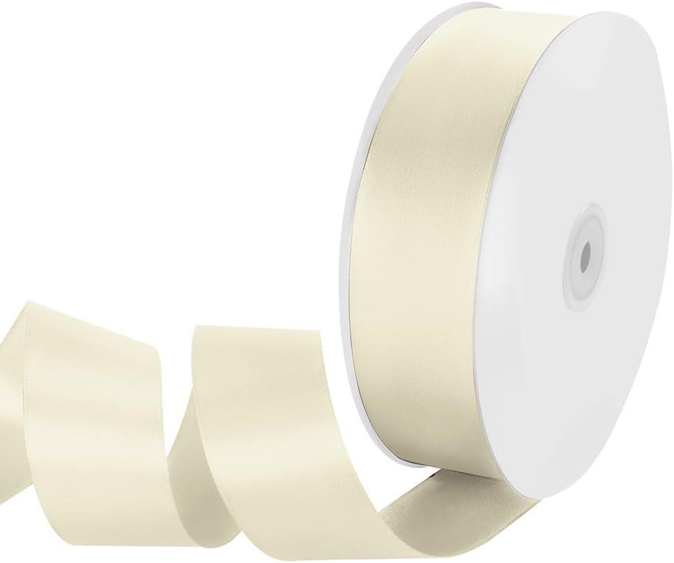 1-1/2" Width x 100 Yards Satin Ribbon, Ivory Ribbon Perfect for DIY Craft, Bows, Gift Wrapping, Flower Bouquet, Valentine's Day, Christmas and Party Decoration