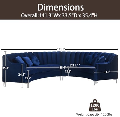 Legend Vansen Semicircle Modular Curved Velvet Sectional Sofa, 141.34”Oversized - Image 2