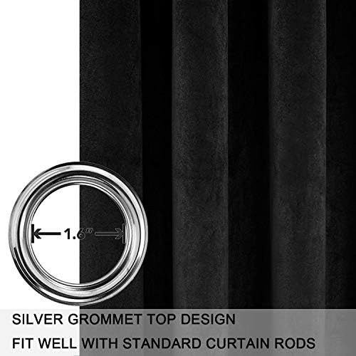 SMILETIME Black Velvet Curtains 52"x96" Grommet 2 Panels - Image 3