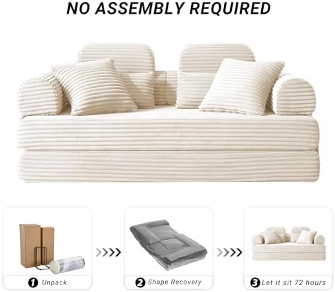 78.8" Futon Sofa Bed with High Back, Boneless Couches - Image 6