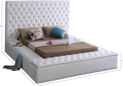 Meridian Furniture Bliss Collection Modern | Contemporary Velvet Upholstered Bed - Image 3