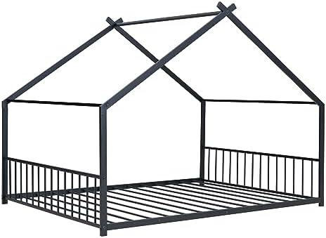 Flieks Full Size Metal House Bed Frame - Image 7