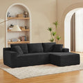 L Shaped Cloud Sectional Sofa for Living Room Black Boneless Couches by EAFURN