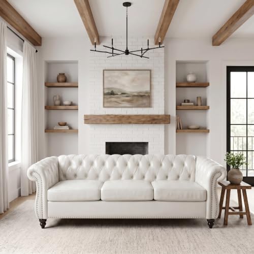3 Seat Chesterfield Sofa, Faux Leather Couch by EYBCTHOME