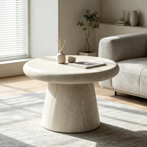 WILLIAMSPACE 21.65" Faux Marble Round Coffee Table by fromNewJersey