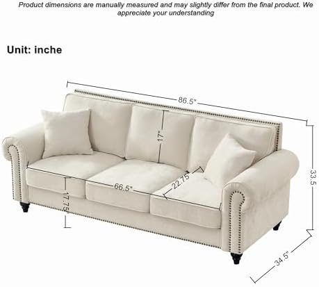 KEIKI 2-Piece Sofa Set with 1 Oversized Chenille 3-Seater Sofa & 1 Loveseat Sofa - Image 2