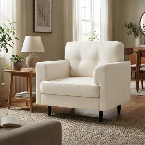 Garvee 38" Wide Armrest Accent Chair, Linen Upholstered Reading & Lounge Chair by Garvee