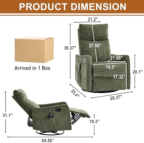 Manual Swivel Rocker Recliner Chair - Image 2