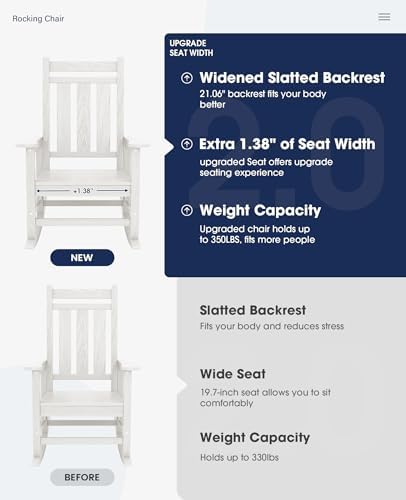 KINGYES Oversized Outdoor Rocking Chair Set of 6, HDPE Patio Rockers - Image 4