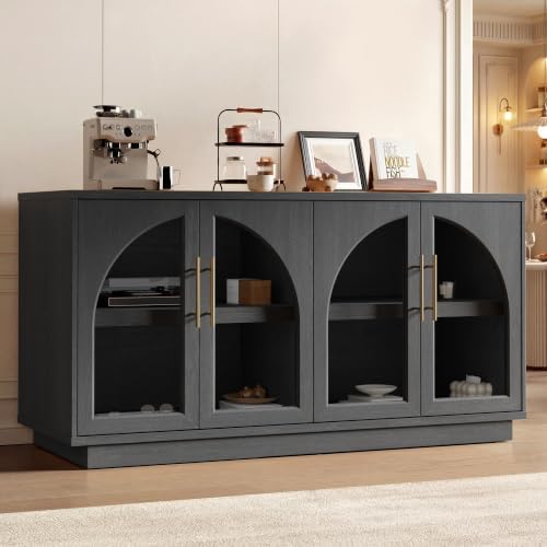 Fatmok Modular Coffee Bar with LED Lighting, Charging Station, Arched Glass - Image 5