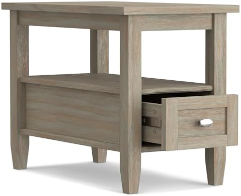 SIMPLIHOME Warm Shaker 14" Wide Solid Wood End Table in Distressed Grey - Image 4
