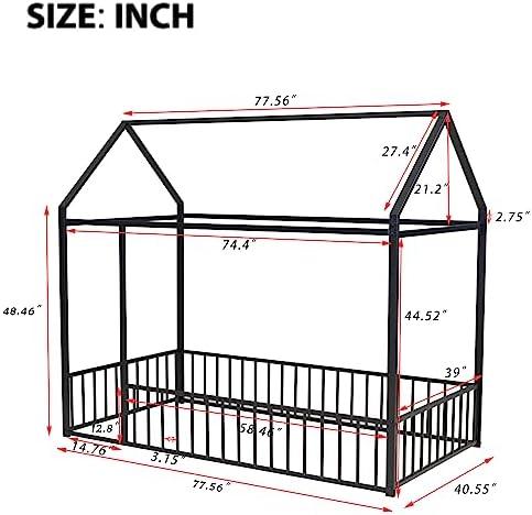 Flieks Twin Size Metal Bed House Bed Frame - Image 2