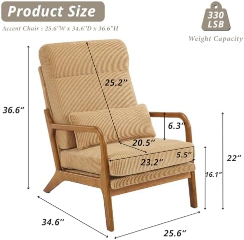 Karl home Accent Chair High Back Mid-Century Modern - Image 2