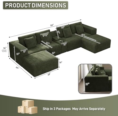 ONEMMLION 151" Oversized Cloud Sectional Couch - Image 2