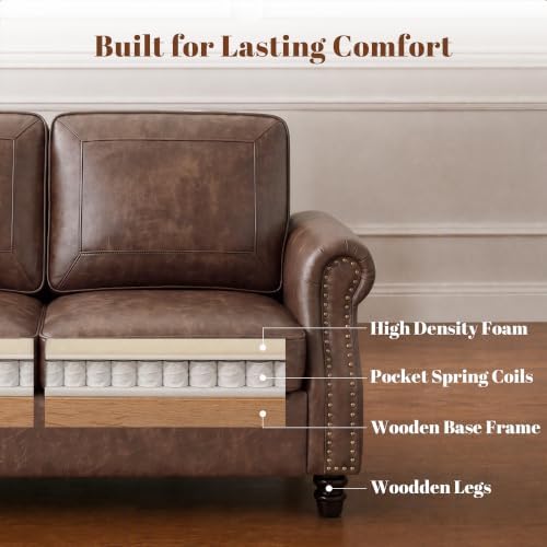 Kingfun Faux Leather 3 Seater Sofa - Image 6