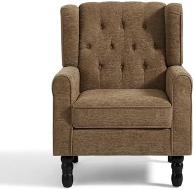 High Back Accent Chairs Set of 2, Fabric Wingback Armchair - Image 3
