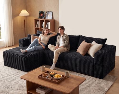 92.5" Boneless Couch, Left Facing Sectional Sofa by Yimilife