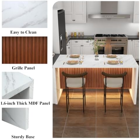 63" Large Imitation Marble Dining Table - Image 6