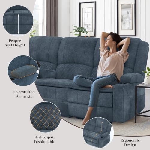 Yolsali 3 Seater Reclining Sofa, Reclining Couch Wall Hugger - Image 4