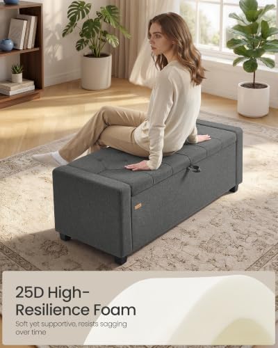 SONGMICS Storage Ottoman, 48 Inches Long Bed End Stool, Solid Wood Legs - Image 5