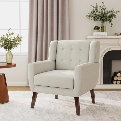 Accent Chair, Upholstered Armchair in Linen - Image 3