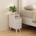 AQIMUELE Small Nightstand with Drawers, Solid Wood Narrow Bedside Table by AQIMUELE