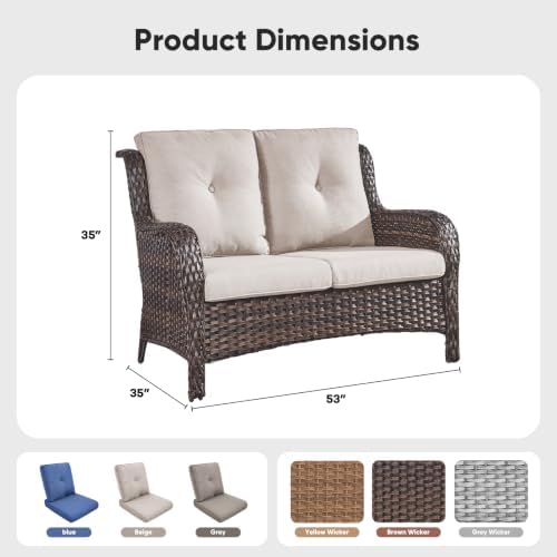Belord Patio Sofa Luxury PE Wicker Loveseat - Image 2