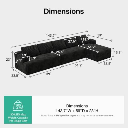 Novilla 144'' L-Shape Boneless Couches - Image 2