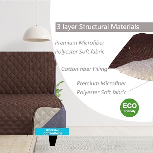 U-NICE HOME Futon Sofa Covers 68''Armless Couch Cover, Coffee/Beige - Image 3