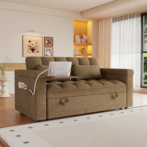 3 in 1 Convertible Sleeper Sofa, 65in Sleeper Couch - Image 3