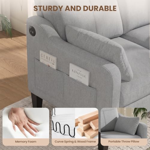 51'' Small Loveseat Sofa, 2-Seater Linen Fabric Couch - Image 4