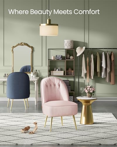 VASAGLE Accent Chair, Velvet Vanity Chair, Metal Legs, Shell-Shaped Back - Image 5