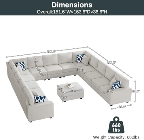 Legend Vansen Oversized Modular Sectional Sofa, U/L‑Shaped Reversible Couch - Image 2