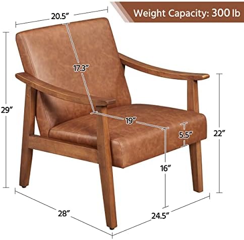 Yaheetech Accent Chairs Set of 2, Mid-Century Armchairs, Light Brown - Image 3