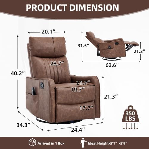 Manual Swivel Rocker Recliner Chair - Image 2