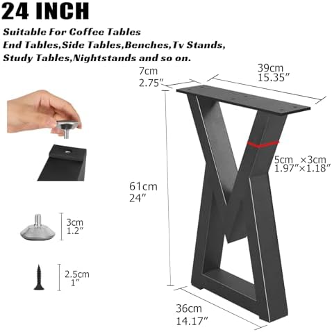 24 Inch Metal Coffee Table Legs, Modern End & Side Table Legs, Heavy Duty Iron - Image 5