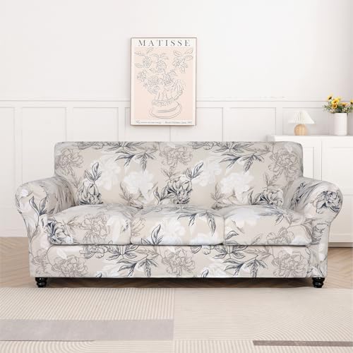 SearchI Stretch Sofa Cover Printed Couch Cover, Floral Pattern 4 Pieces Sofa - Image 5