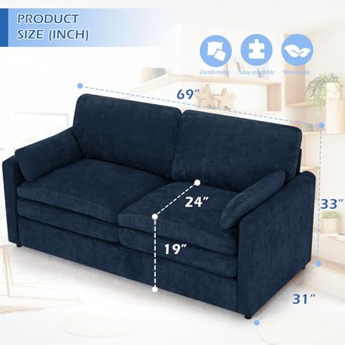 3 Pieces Chenille Sofa Set w/Two Arm Pillows - Image 7