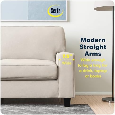 Serta Palisades 61" Track Arm Sofa, Easy Care Polyester, Soft Pillow Back - Image 6