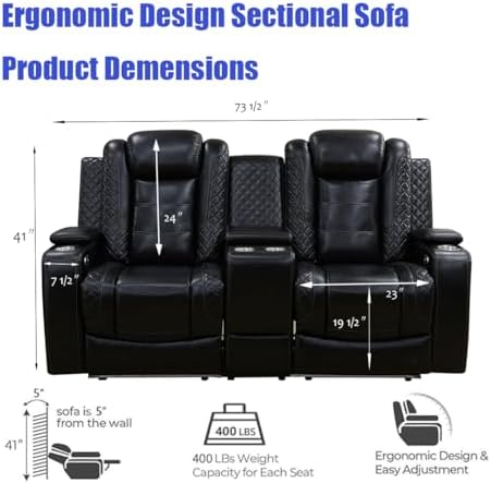 Power Recliner Sectional Sofa Couch and Loveseat, Power Sectional Sofa Set - Image 4