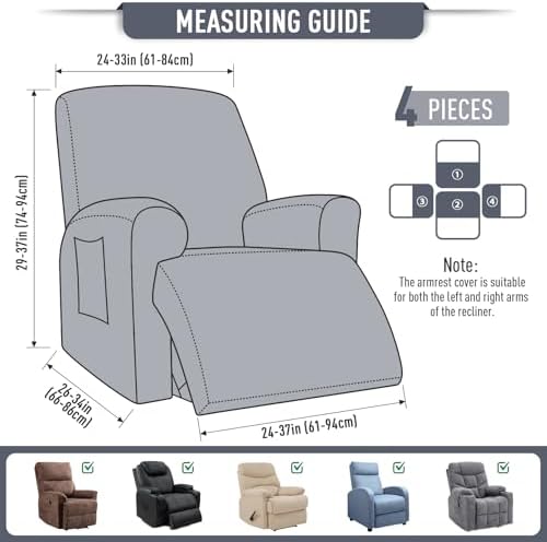 TAOCOCO Stretch Recliner Chair Covers 4 Piece - Image 5