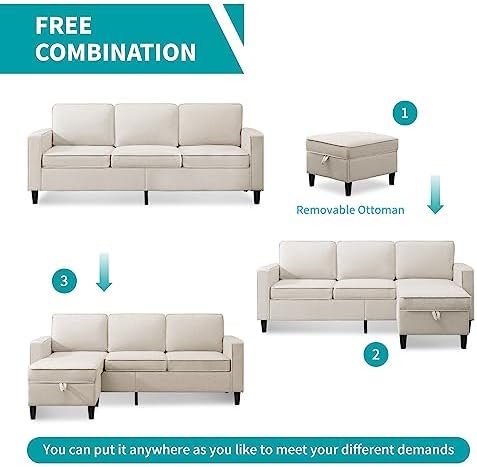 BALUS 78" Living Room Sofa Set, 3 Seater Sofa - Image 7