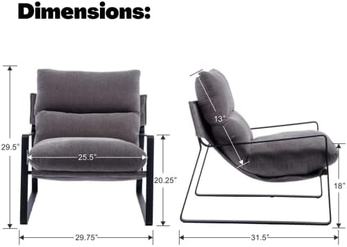 LukeAlon Set of 2 Modern Linen Accent Armchair - Image 2