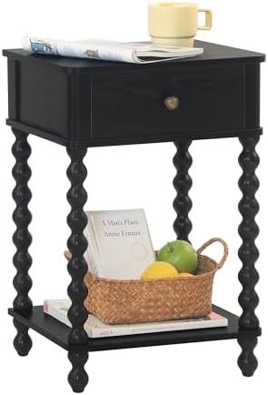 AWASEN Black Nightstand, Bedroom Side Table by AWASEN