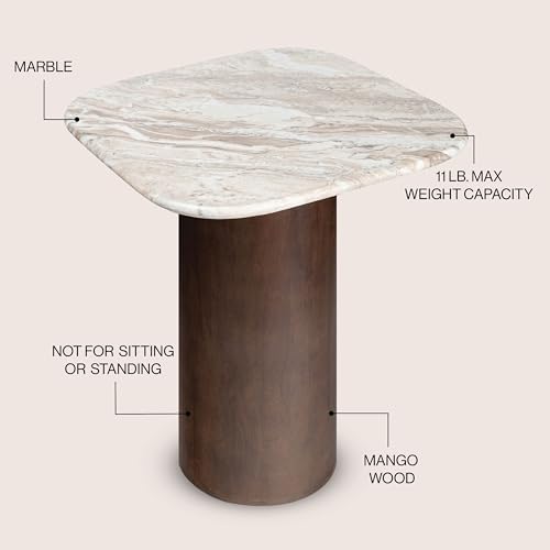 JONATHAN Y Milos 18" Square Natural Marble Pedestal Accent Table - Image 4